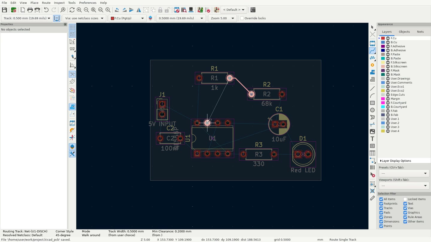 KiCad electronics design workspace